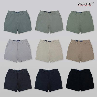 Quần Short Kaki Nam VIỆT PHÁP Form Basic Chất liệu Cotton mềm mịn hút mồ hôi tốt 1504