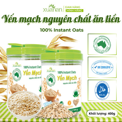 Combo 11 Hộp Yến Mạch Nguyên Chất Ăn Liền Xuân An [ko đường] Hộp 400G(Tặng Kèm 11 Túi Yến Mạch 150G)