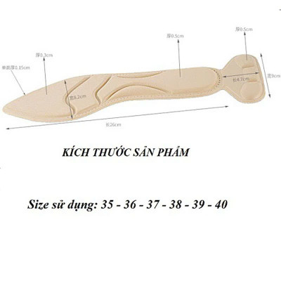 Cặp lót giày cao gót mũi nhọn giảm size cho giày bị rộng, thoáng khí và êm chân MÀU ĐEN