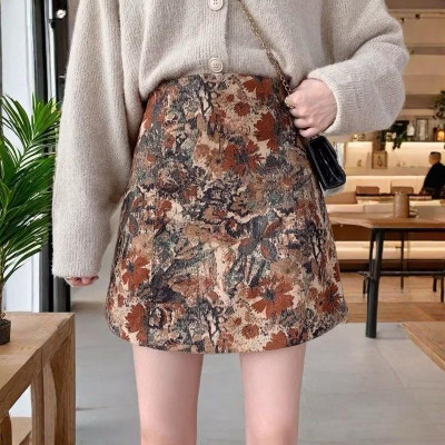 Chân váy chữ A dáng ngắn hình bông hoa cho nữ