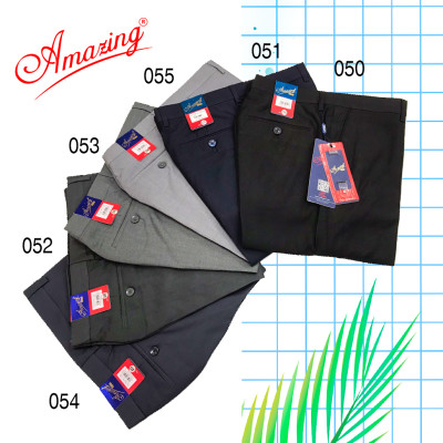 Quần tây nam ống đứng màu xám, thời trang công sở form Regular căn bản, không ly, size 28-40, big size tới 105kg, hiệu Amazing