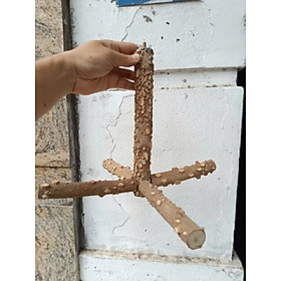 1 CÂY ĐỨNG TREO GỖ GẠO CAO CẤP (CHỮ THẬP) DÙNG TREO TRONG LỒNG CHO CHIM, VET ĐẬU