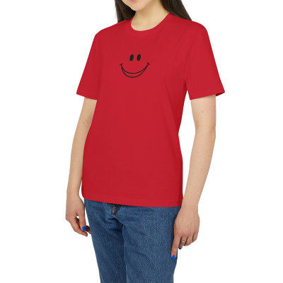 Áo Thun Nữ In Hình Miệng Cười Form Basic Tay Ngắn Cổ Tròn