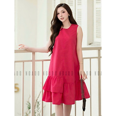 Đầm babydoll hồng sen NGADO , đầm xuống phố , đầm sang trọng