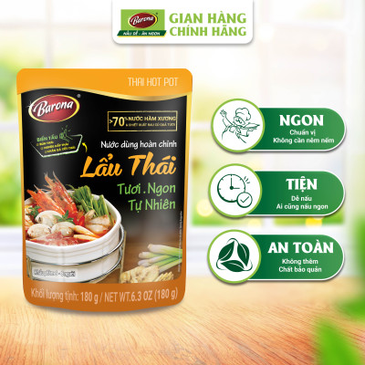 Combo 3 Gói Nước Dùng Lẩu Thái Barona 180g tươi ngon chuẩn vị không cần nêm nếm