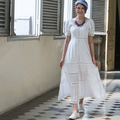 Đầm Maxi Trắng Đầm Maxi Đi Biển Thời trang thiết kế Hity DRE119 (Trắng Kim Cương)