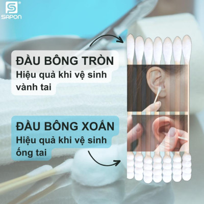 [Lố 12 hộp] Tăm bông vệ sinh người lớn YUMY thân giấy [TB01-626] hộp 200 que