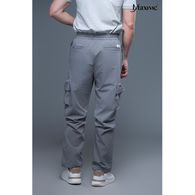 Quần nam kaki xám nhạt túi hộp ống đứng