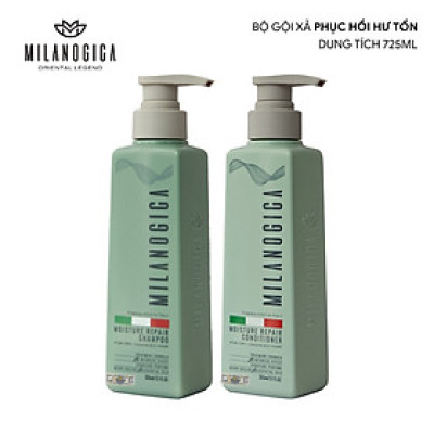 Combo Dầu Gội & Xả hương nước hoa Milanogica 725ml Phục hồi hư tổn, Giảm gàu sạch ngứa da đầu
