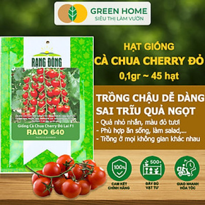 Hạt Giống Cà Chua Cherry Đỏ Lai F1 GreenHome, Gói 0,1g~45 hạt, Dễ Trồng Quanh Năm, Nhiều Quả T43