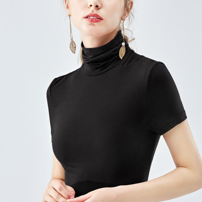 Áo thun nữ cổ lọ KING Áo thun cổ cao tay ngắn, thun cotton cao cấp T16