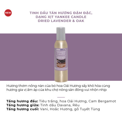 Tinh dầu tán hương đậm đặc dạng xịt Yankee Candle - Dried Lavender & Oak (42.5g)