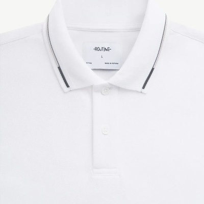 Áo polo nam màu Trắng / Đen cơ bản phối cổ vải dày dặn mềm mịn . Form Fitted - ROUTINE 10F24POL029R2 | ROUTINE CÀ MAU