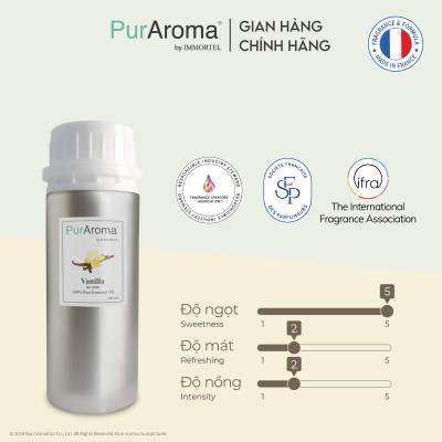 (Đậm Đặc | Chai Lớn) Tinh dầu HƯƠNG VANI nguyên chất PurAroma by IMMORTEL - Chính hãng Pháp