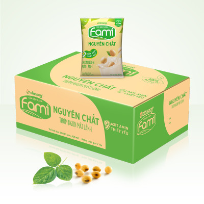 Thùng Sữa đậu nành Vinasoy Fami nguyên chất (200ml x 40 Bịch)