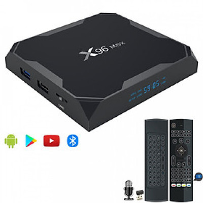 Android tivi box x96 max 4GB RAM wifi kép có điều khiển giọng nói cử chỉ và bộ ứng dụng giải trí - Hàng Nhập Khẩu