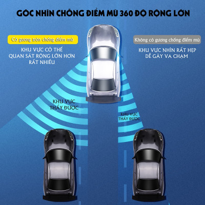 Bộ 2 Gương Cầu Lồi cho xe ô tô, gương cầu lồi cho xe ô tô, Tràn Viền Xoay 360 độ Gắn Cho Kính Gương Chiếu Hậu Tránh Điểm Mù Cho Xe Hơi, Xe Ô tô - Hàng Chính Hãng