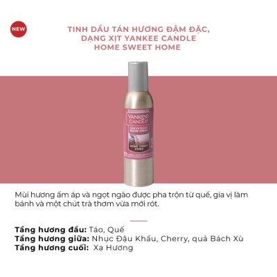 Tinh dầu tán hương đậm đặc dạng xịt Yankee Candle - Home Sweet Home (42.5g)