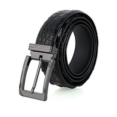 Dây nịt nam da cá sấu Huy Hoàng gai đuôi đầu kim màu đen HC4733